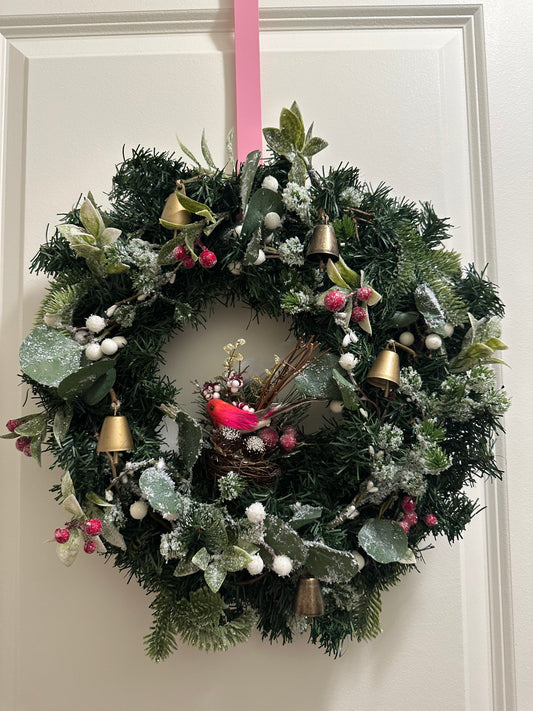 Woodland Cardinal & Bells Wreath