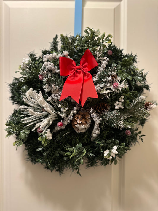 Frosted Cranberry Evergreen Wreath